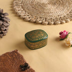 Green and Gold Papier Mache Decorative Box from India 'Graceful Viridescence'