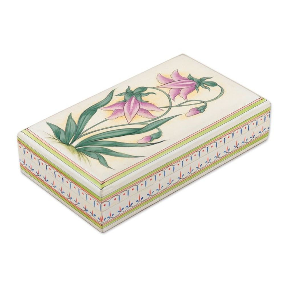 Handcrafted Floral Jewelry Box from India 'Passionate Blossoms'
