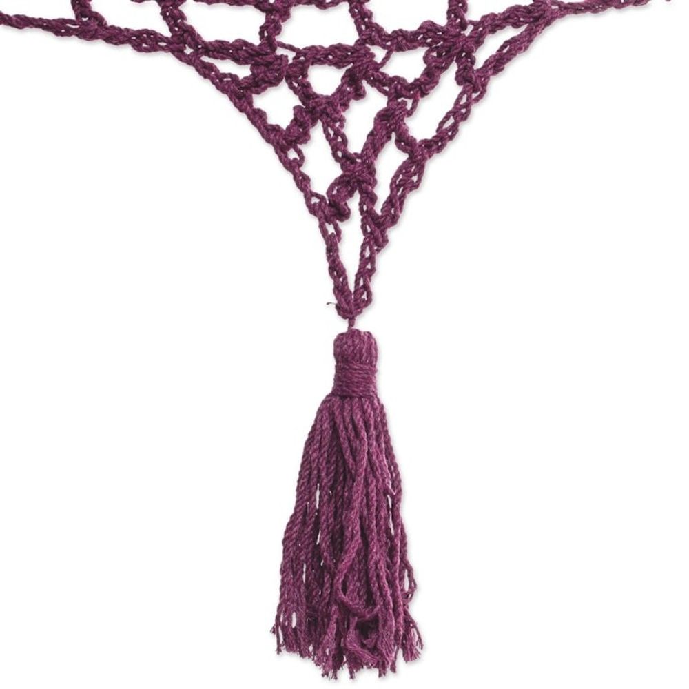 Burgundy Tasseled Cotton Hammock Double From Mexico 'Veranda Dreams in Bordeaux'