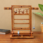 Floral Jempinis Wood Jewelry Stand in Brown from Bali 'Serene Forest in Brown'
