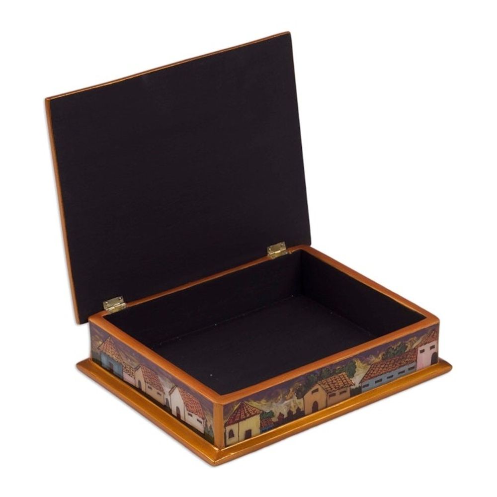 Reverse Painted Glass Jewelry Box 'Flower Family'