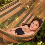Nylon Rope Hammock in Moss Green and Copper Single Mexico 'Copper Mountain'