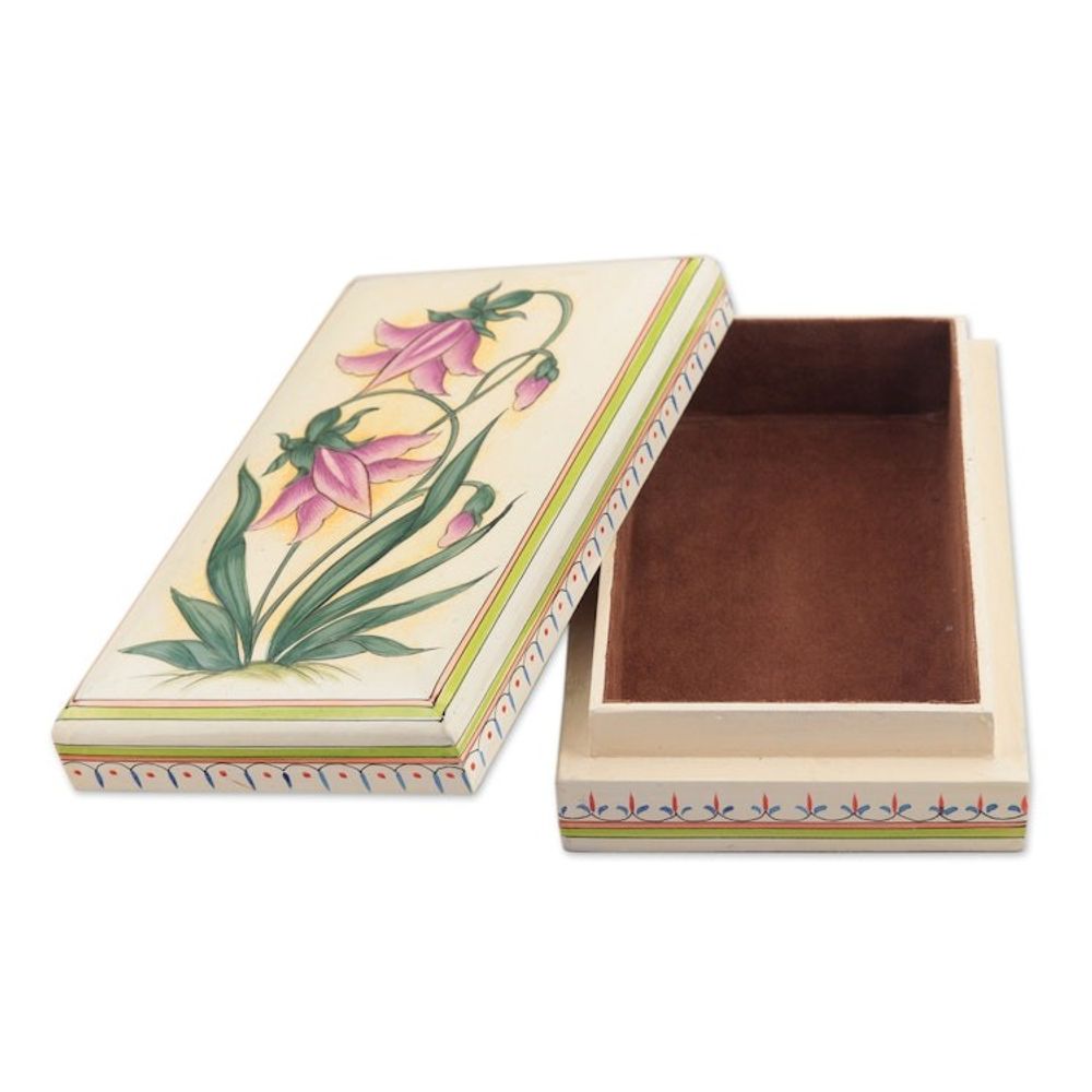 Handcrafted Floral Jewelry Box from India 'Passionate Blossoms'