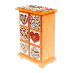 Handcrafted Decoupage Wood Jewelry Chest from Mexico 'Lavish Color'