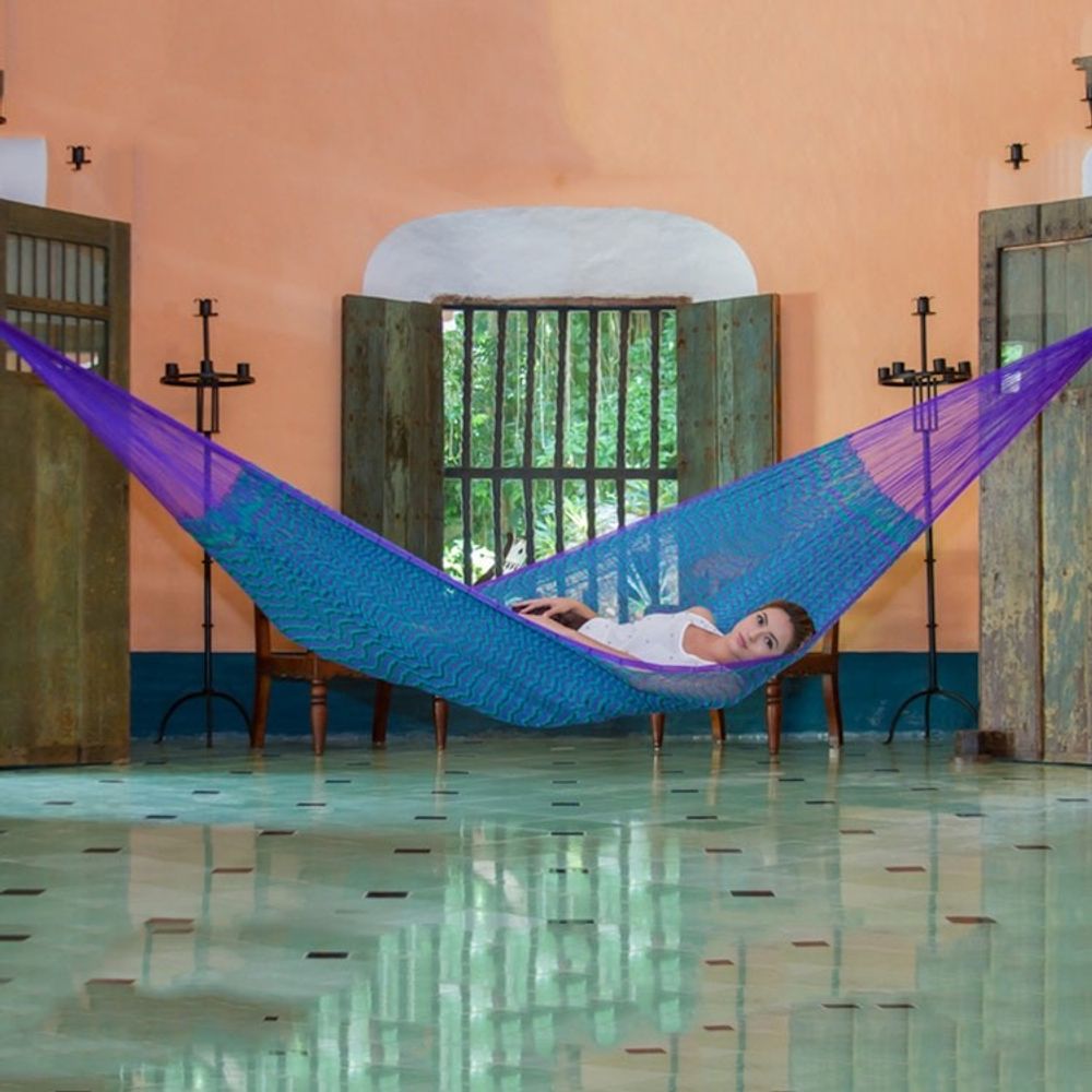 Artisan Crafted Striped Mayan Hammock Single 'Royal Pheasant'
