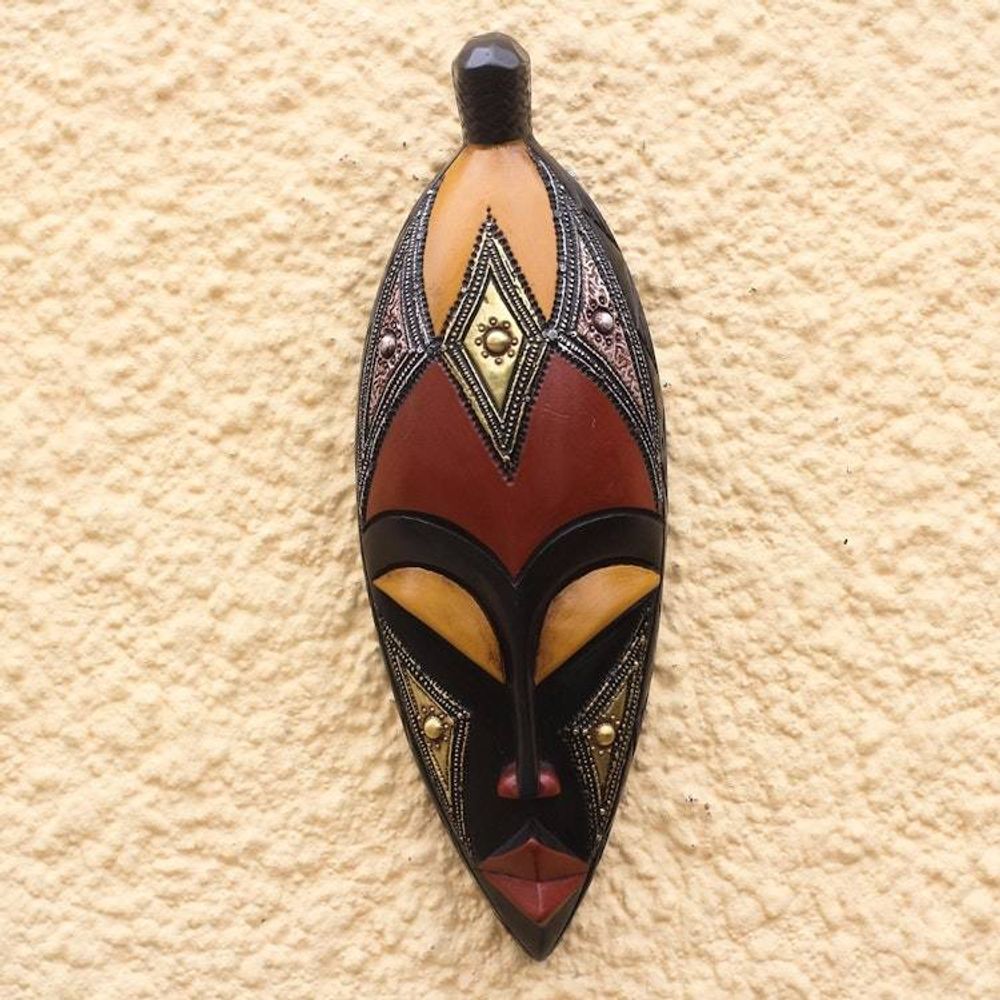 Baule-Inspired African Wood Mask from Ghana 'Baule Style'
