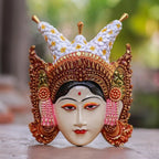 Hand-Painted Wood Wall Sculpture of Balinese Royalty 'Tapel Kraton'