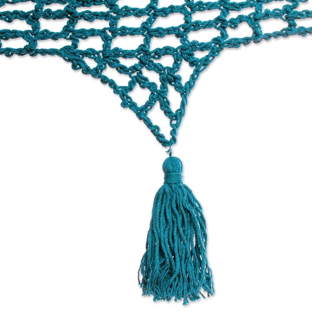 Handwoven Teal Cotton Hammock Double from Mexico 'Veranda in Teal'