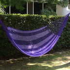 Lilac Striped Double Nylon Hammock from Mexico 'Lilac Blossom'