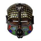 Elephant Themed Wood Mask with Brass and Glass Beads 'Akyiglinyi'