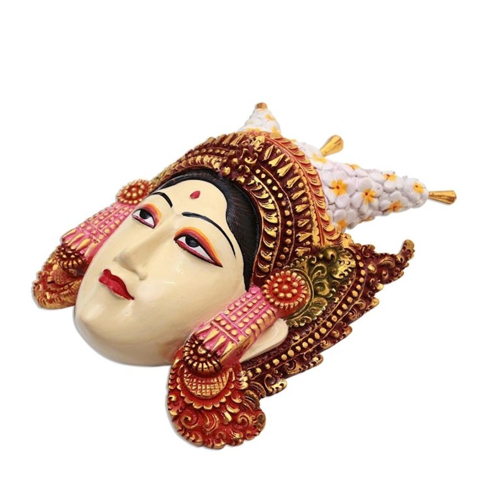 Hand-Painted Wood Wall Sculpture of Balinese Royalty 'Tapel Kraton'