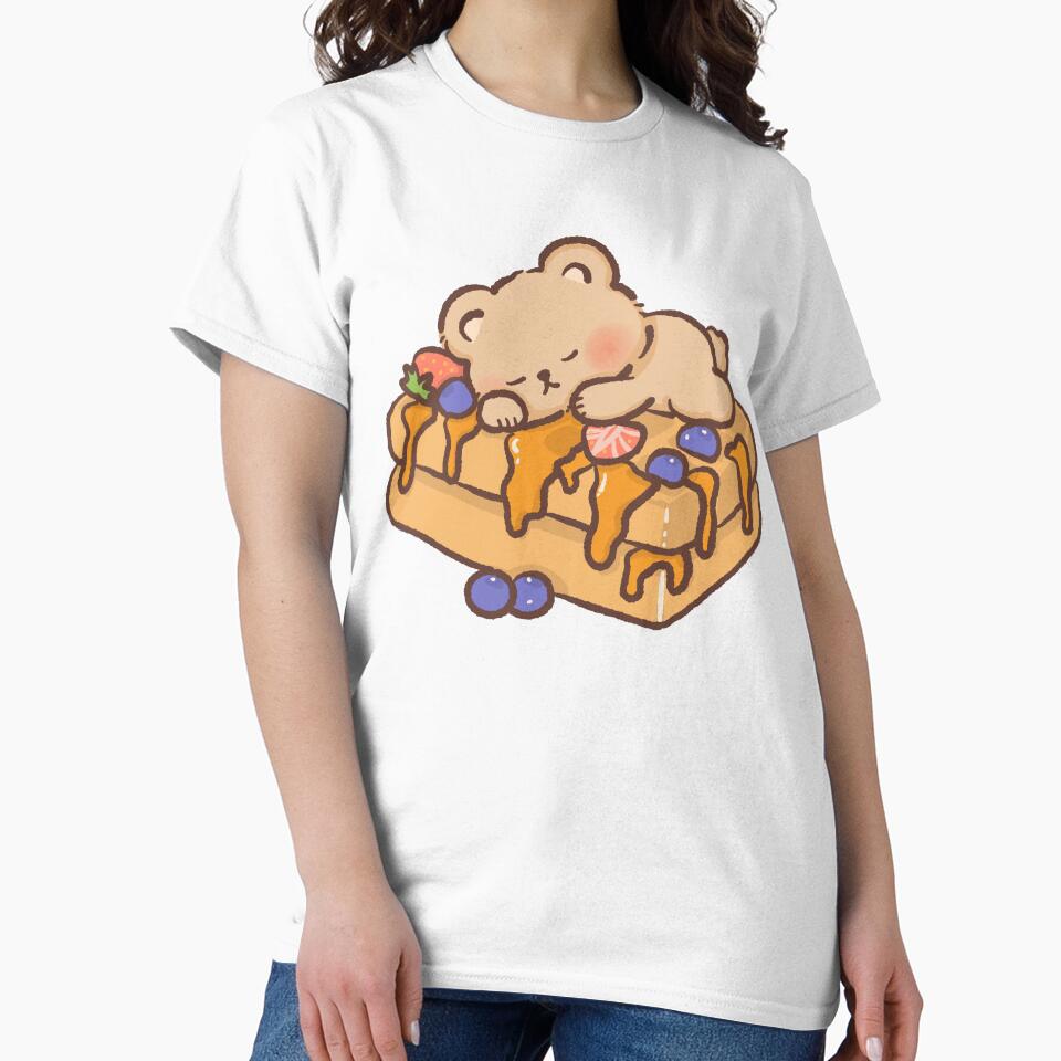 Sleeping Bear on Waffle Illustration by NadirJArt Unisex T-shirt, Sweatshirt, Hoodie, Long Sleeve Tee