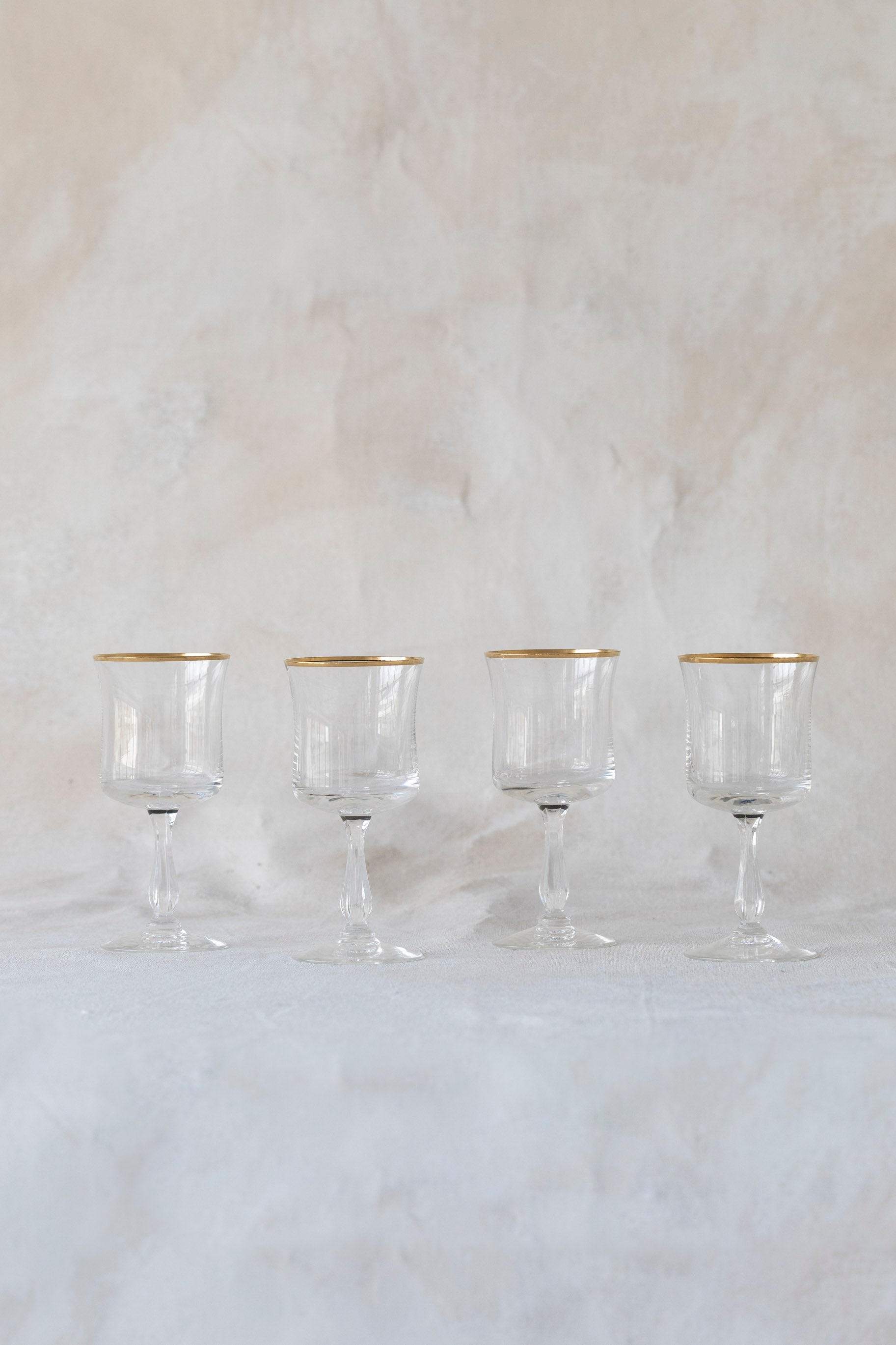 Vintage Gold Trimmed Wine Glasses