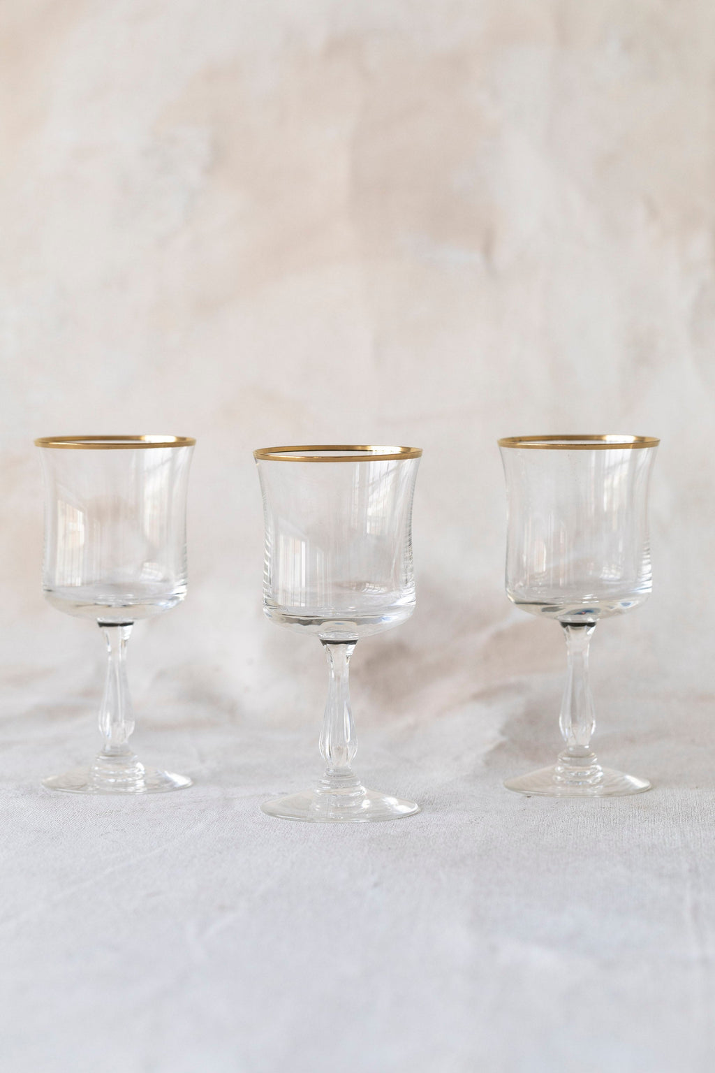 Vintage Gold Trimmed Wine Glasses
