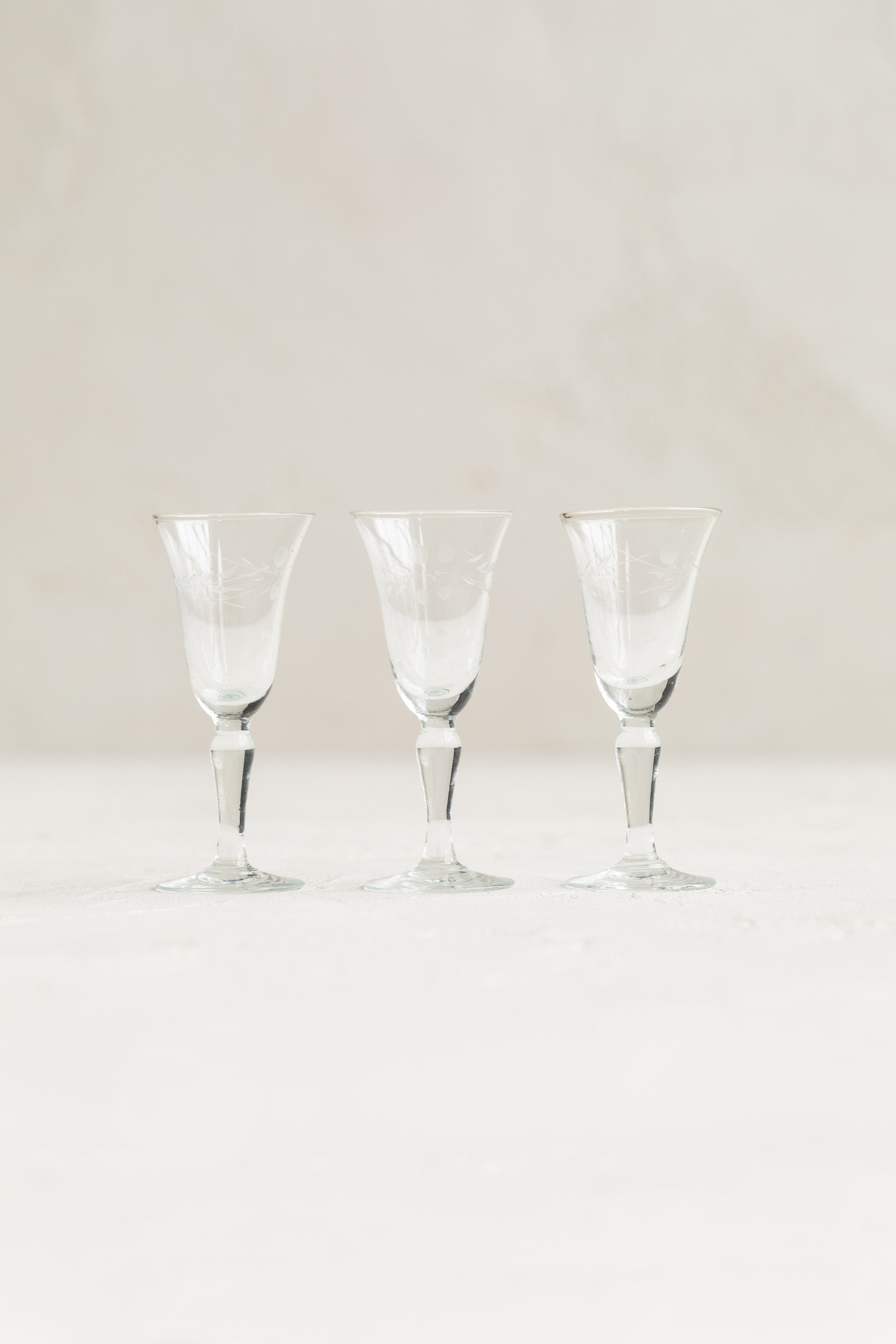 Vintage Etched Cordial Glasses