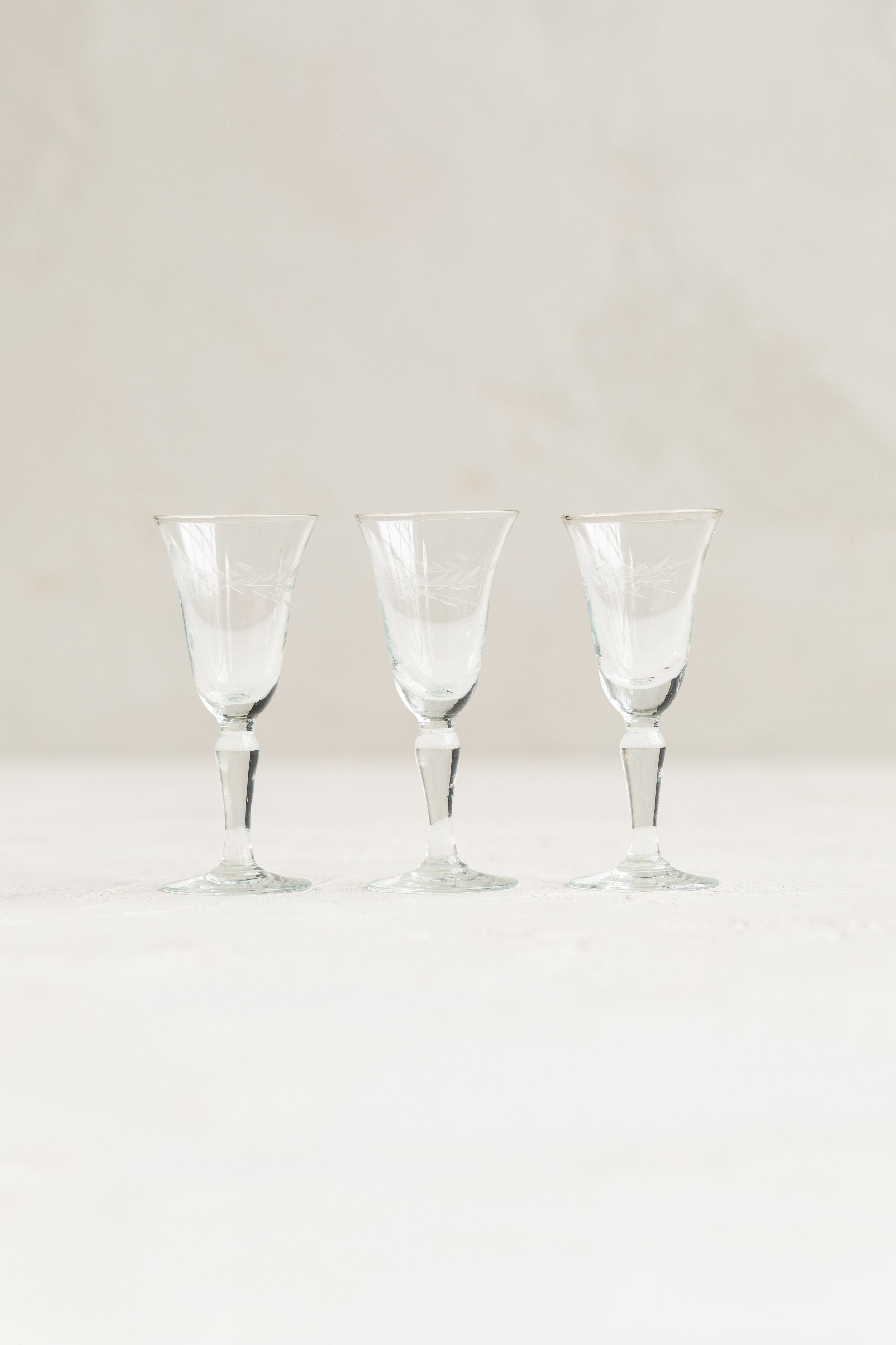 Vintage Etched Cordial Glasses